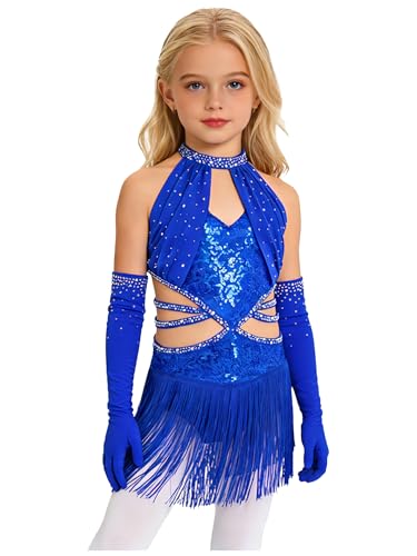 Robe danse lyrique spectacle enfant fille avec gants ensemble de danse contemporaine et latine