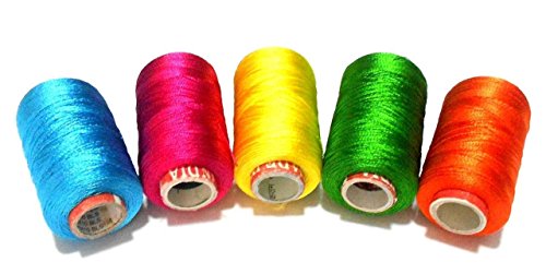 Hilo de seda para bisutería 5 bobinas colores variados miniatura 3