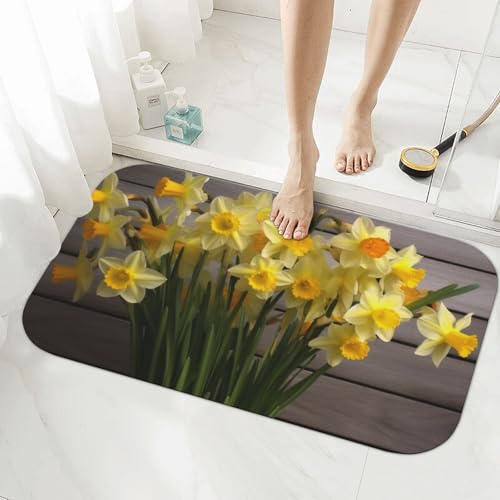 Tapis de bain antidérapant absorbant diatomées grand format imprimé fleurs - 4