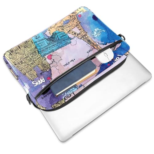 Maletín portátil multicolor con estampado de mapa de Francia de 28x36.8cm 3