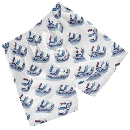 Pigsaly Boys' Swim Board Shorts Red Blue Warning Lights Police Car Boy's Swim Trunks Kids Swimwear 4T2