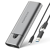 RSHTECH Nvme SSD M.2 Gehäuse Aluminium - USB M.2 Adapter, USB 3.2 Gen 2 10gbps PCIe - UASP Trim - SATA M-Key/M+B Key in 2242/2260/2280 - Werkzeuglose Installation, Typ C & Typ A Kabel - RSH-329N