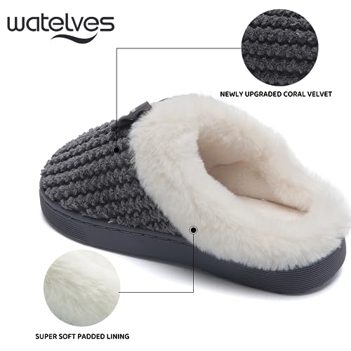 Image of WateLves Girls Slippers Memory Foam Toddler Kids Comfort Wool-Like Plush Fleece Lined House Shoes for Indoor & Outdoor