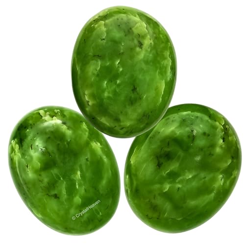 Image of Certified Green Jade Crystal Palm Pebbles Stones for Anxiety Stress Relief | AAA Grade Original Healing Gemstone Agate Palm Stone for Yoga Meditation Spiritual Reiki Feng Shui