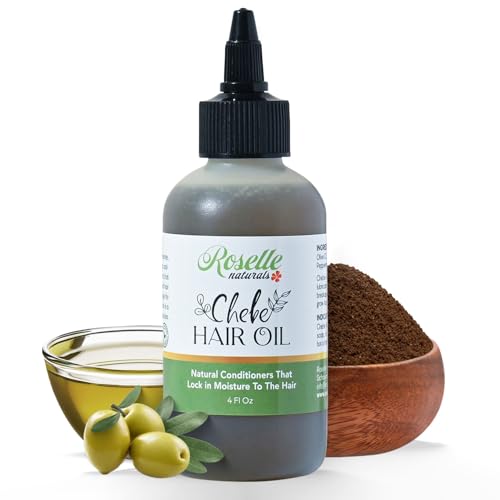 Roselle Naturals Chebe Oil for Hair Growth - Made in USA 4 Fl Oz - Hair Growth Oil Grease for Stronger Longer Thicker Hair