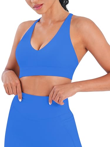 Image of Sunzel Strappy V Neck Criss Cross Back Sports Bra for Women | Removable Pads, Buttery Soft, Four-Way Stretch, Criss Cross Back, V Neck Contour Fit, Medium-Light Support, Yoga Workout Gym