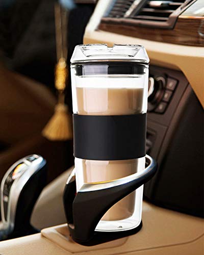Cicike Glass Travel Mug With Silicone Sleeve, Iced Coffee Cup, Glass Cup, Double Walled Glass Coffee Mug, Reusable Cup For Hot & Cold Beverages, 14Oz. Capacity, All Made Of Glass Including The Lid #TOP4
