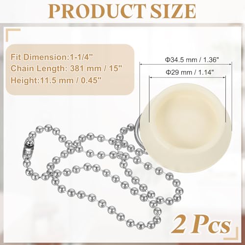 Tapón de desagüe de goma para bañera con cadena 2Pcs miniatura 2