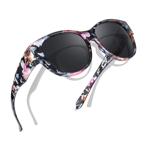 TJUTR Fit Over Glasses Sunglasses for Women, Trendy Sun Glasses Over Prescription Glasses Polarized UV400 Protection-V17