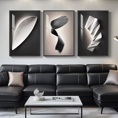 Large Framed Modern Black and White Wall Art for Living Room, 24x36 Inch by mxart - Used condition - Image 2