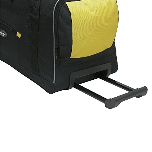 Travelers Club Adventure Rolling Duffel Carry-On Luggage, Black, Yellow