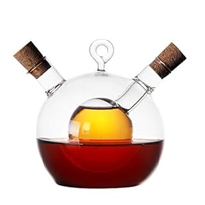 Azijn fles olie dispenser, SUNASQ 2-in-1 veilige glazen azijn container azijn dispenser, nieuwigheid ontwerp olie fles giet voor thuis keuken koken.