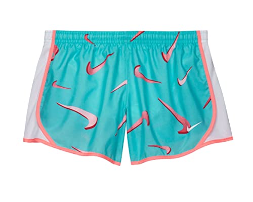 Nike Girl's Dry Tempo Shorts Swoosh (Little Kids/Big Kids) Tropical Twist/White/Sunset Pulse/White Lg (14 Big Kid) #TOP1