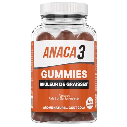 ANACA 3 - 60 Gummies Brûleur De Graisses - Complément Alimentaire Sans Sucres - Ascophyllum, Cola, Zinc, Chrome - Programme 30 Jours - Fabriqué en France