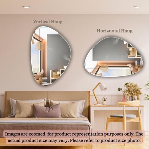 Image of Frameless Pebble Mirror for Wall 18 X 24 Inch /Beveled Glass with Smooth Edges /Mirror for Bathroom /Bedroom /Living Room /Entryway /Dressing Room /Unframed Decorative Mirror | BVM1824A5