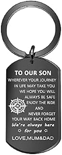 ROYCCG Son Keyring Keychains Keyfob for Mens Son Gifts from Mum and Dad Motivation Keyring for Son's Graduation Birthday Present