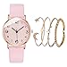 Ensemble Montre et Bracelet Femme Analogique Quartz Montre Bracelet en Cuir Minimaliste Classic avec 4 PC Bracelet