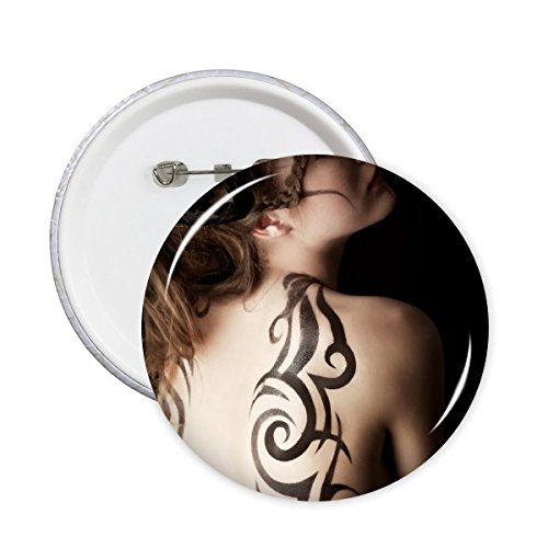 Badge rond nu sexy tattoo brunette beauté pour décoration de vêtements 5pcs M