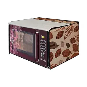 Star Weaves Microwave Oven Top PVC Cover for LG 28L MC2887BFUM Convection Microwave Oven Full Closure Cover for LG 28 LTR. with Attractive Digital Prints/Dustproof/Water Resistant (Blue Grey Leaf)