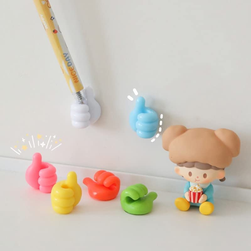 Silicone Thumb Wall Stick-on Hook Multipurpose Car Adhesive Cable Wire Clip Key Hanger Holder for Hanging Hangers Bedroom & Kitchen Accessories Items (10 pcs)-image-30