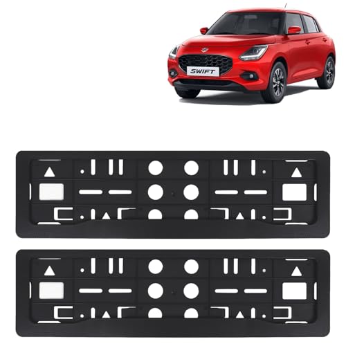 Image of KINGSWAY Swift Car Number Plate Frames for All 2024 Onwards Models of Maruti Suzuki Car Registration Plate Holders, Black Licence Plate Covers (Front and Rear), Universal Size 51.5 x 14.5 cm