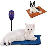 YUHAFO ペット用ホットカーペット ペットヒーター 25~55℃温度調節 小動物用 ヒーターマット ペットカーペット 犬 猫用 コード全身ラセン管付き 噛み癖対策 暖房器具 寒さ対策 過熱保護 省エネ カバー付き PSE認証(40*30cm)