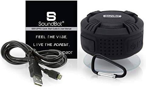 SoundBot SB512-PRO HD Premium Water & Shock Resistant Bluetooth Wireless Shower Speaker, Hands-Free Portable Speakerphone w/ Hi-Fi Output, Built-in Mic, 6Hrs Playtime