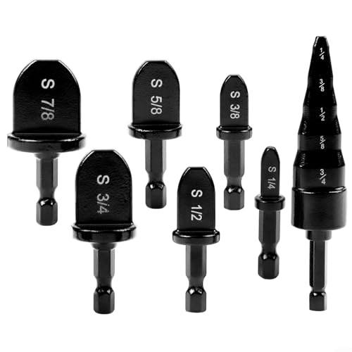 Gdfnmogo Juego de expansores de tubo de cobre 7PCS con herramienta de estampación de broca 5 en 1 para tareas de expansión de tuberías de cobre de aire acondicionado y HVAC