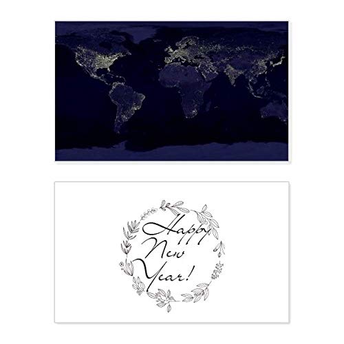 Tarjeta de año nuevo Mystery Space Planet Earth con mensaje de bendición para seres queridos