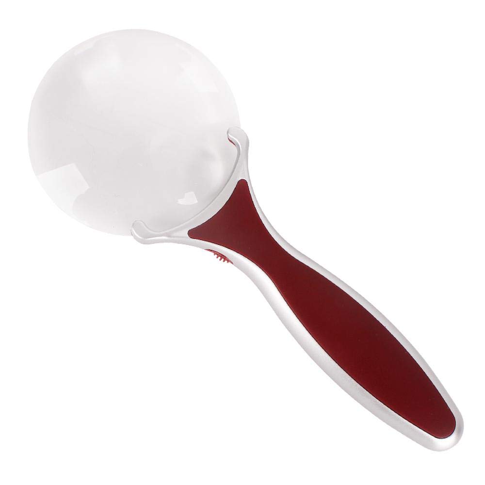 Lupa de Mano sin Marco 3X con Espejo Auxiliar 6X, Lupa con luz LED, Lupa de Lectura portátil roja