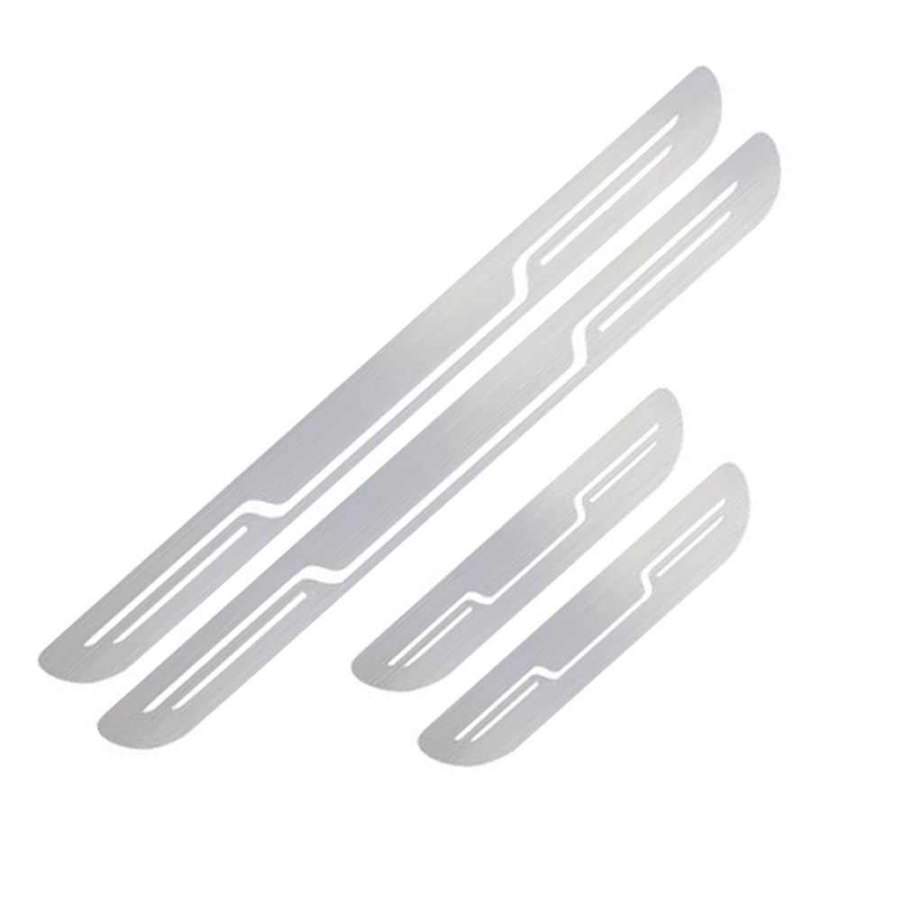 Ctpyoks 4 Pcs Car Door Sill Protectors For VW T5 Long Bj.2003-2015, Stainless Steel Anti-Scratch Scuff Threshold Plates Kick Vehicle Entry Step Cover Styling Car Accessories,B/Silver