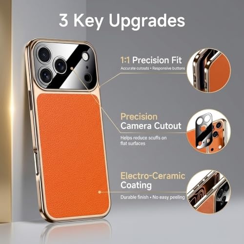 Coque en cuir véritable iPhone 17 Pro Max élégante verte
