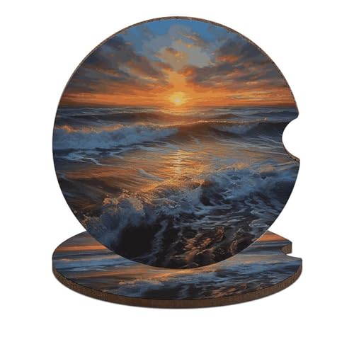 Portavasos para carro con diseño Sunset Seascape, 2 unidades miniatura 1