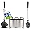 UMIEN Toilet Brush and Plunger Set 18-in - Updated 2025 No-Rust - Stainless Steel Design - Long Handles - with Freestanding Canister (Matte Black