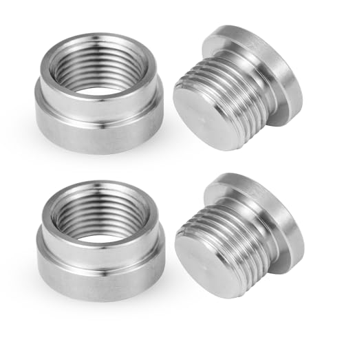 O2 Oxygen Sensor Bung and Plug 304 Stainless Steel M18-1.5 Oxygen Sensor Bung Stepped Style with Plug Suppied by Hohnnyreet (2 Silver M18 X 1.5)