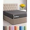 Fitted Sheet 200 x 200 cm Dark Grey - Extra Deep Fitted Sheet for Mattresses and Box Spring Bed up to 40 cm 16 Inches Height - Microfibre - Soft Brushed - Wrinkle-Free Shrink and Colour Resistant - Oeko-Tex
