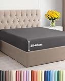 Spannbettlaken 200x200 cm - Extra Tiefes Spannbetttuch für Matratzen bis 40 cm (16') Höhe - Polyester Mikrofaser - Weiche Gebürstete - Knitterfrei, Schrumpf- & Farbbeständig - Oeko-TEX - Dunkelgrau