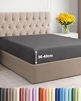 Small Double Fitted Bed Sheet Extra Deep Pocket Fits Mattress up to 40cm (16) Soft Brushed Microfiber OEKO-TEX Certified Shrinkage and Fade Resistant Bottom Sheet, Dark Grey, 120 x 190cm