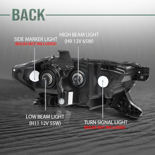 Image of GRAND ORANGE Headlight Assembly W /O LED Daytime Running Light Front Headlamp Left & Right Side Fit 2018 Toyota Tacoma 81150-04261, TO2502266 Clear Lens Black Housing Halogen