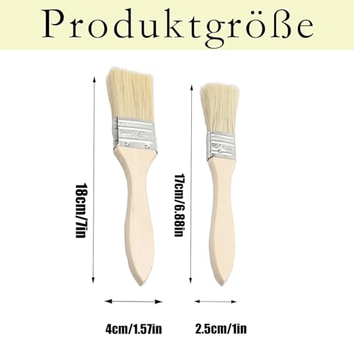 4 Stücks BBQ Pinsel, Naturfaser Grillpinsel,Heitzebeständige Backpinsel Holz, Küchenpinsel Naturborsten für Backen Kochen Grillen (4, 1in+1.5in)