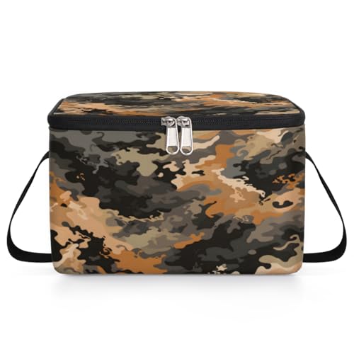 GzLeyigou Abstract Military Lunch Bags for Women Men 9 Cans, Hot & Cold Food Delivery Bag Insulated Grocery Bag Insulated Lunch Box Camouflage Pattern Texture Cooler Bag for Office Work Picnic Beach