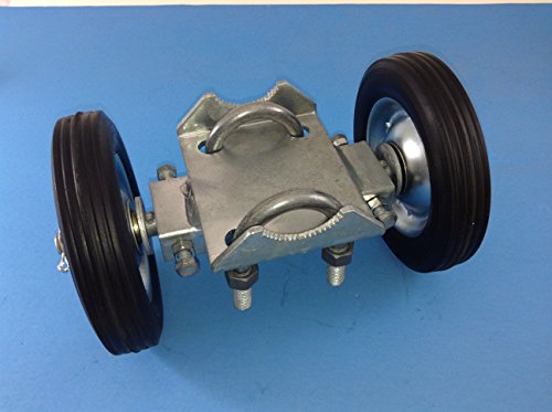 ROLLING GATE 6 WHEEL CARRIER: for Chain Link Fence Rolling/Sliding Gates - Gate Wheel Rut Runner - 2 Rubber Wheels (axle is 7 from Wheel to Wheel)