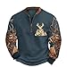 Mens Western Pullover Retro Stand Collar Long Sleeve Sweater Quarter Zip Big and Tall Aztec Graphic Sweatshirt（1-Brown,Large）