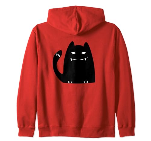 Vampire Cat Halloween Shirt, Cute Black Cat Spooky Vintage Felpa con Cappuccio