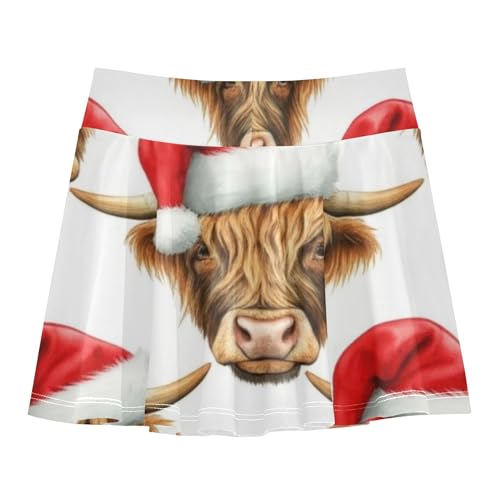Cute Highland Cow Heads White Athletic Shorts for Girls Skorts Skirts with Shorts Gymnastics Flowy Skirt 3t2