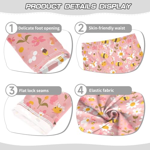 KLL Honey Bees Daisy Toddler Girls' Basic Leggings Casual High Waisted Leg Yoga Pants Sports3