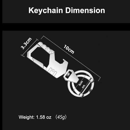 Image of IUIU Multi-tool Metal Keychain with 2 Key Rings, Heavy Duty Carabiner Clip Car Key Holder with Bottle Opener and Package Opener - Black (Gun Color)