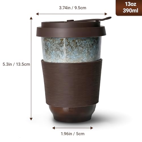 Set de 2 Mugs de Cerámica 13oz con Tapa y Funda miniatura 2