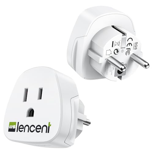 LENCENT Adaptateur Prise USA vers France, Prise Type A/B vers Type E, Prise USA/Canada/Japon vers Europe, Adaptateur pour appareils électriques américains...
