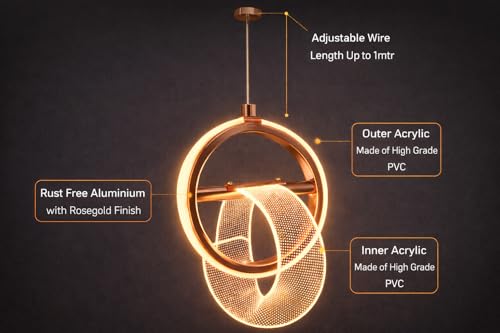 Image of FILLISKA 3 in1 Colour Changing LED Luxurious Hanging /Pendant Light (FrenchGold-MX8111)
